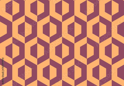 Maroon orange vector pattern of hexagons. Abstract geometric seamless pattern (ID: 782089970)