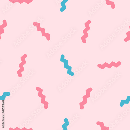 Seamless pattern with blue and pink wavy lines