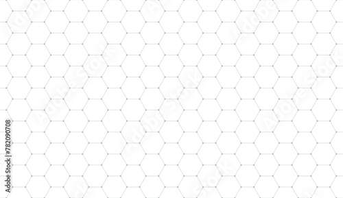 Hexagon seamless pattern. Vector monochrome background. Texture of geometric shapes, hexagons. Lines, dots, cells, honeycombs. © sanchesnet1