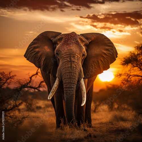Majestic Elephant at Sunset