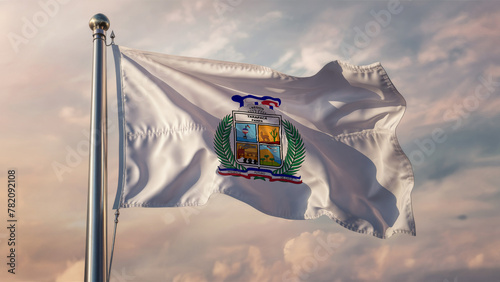 Tarapaca Waving Flag Against a Cloudy Sky photo