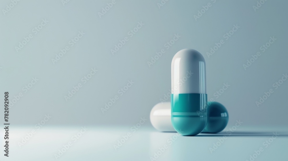 Blue and White Pill on Table Blue and White Pill on Table
