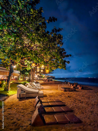 Night view of bali beach in Indonesia