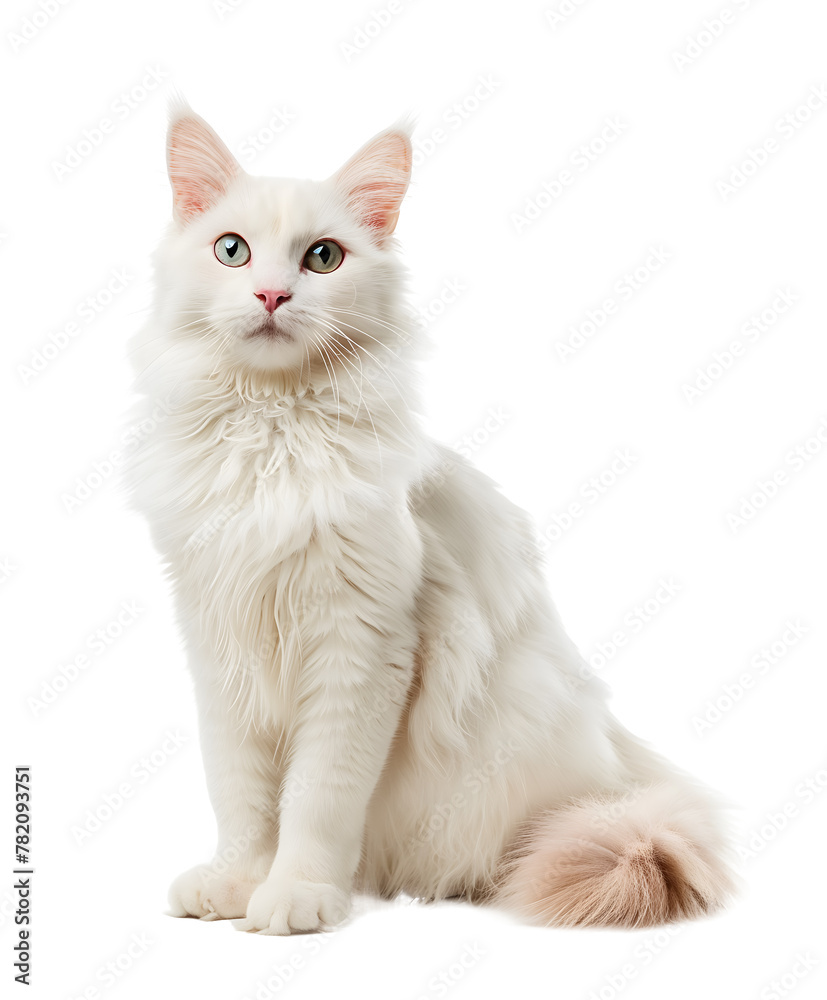Sitting White Cat Transparent PNG