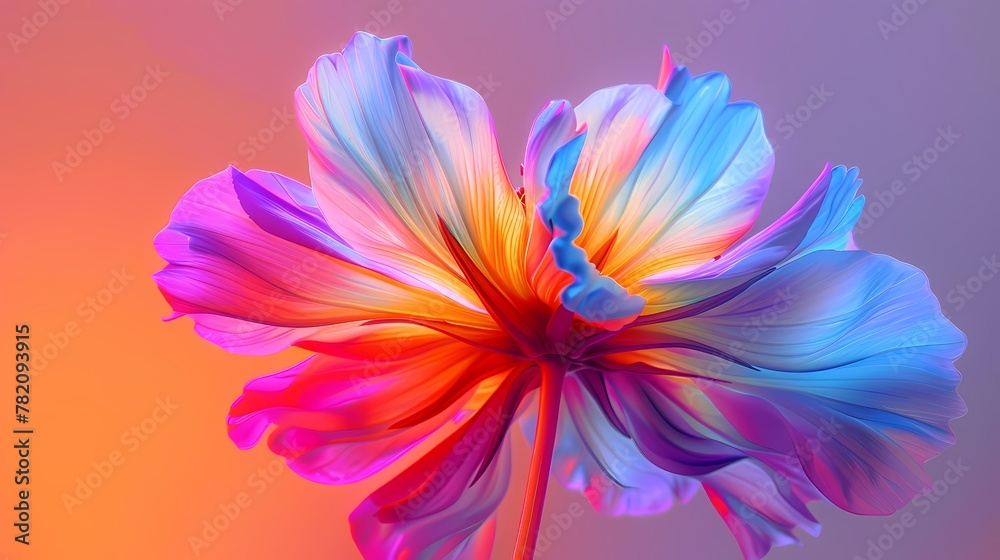 Obraz premium Digital color gradient flower macro perspective poster background