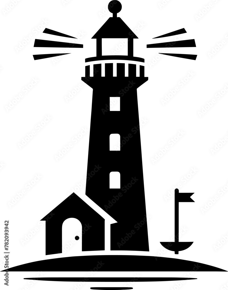 Lighthouse silhouette outline vector illustration