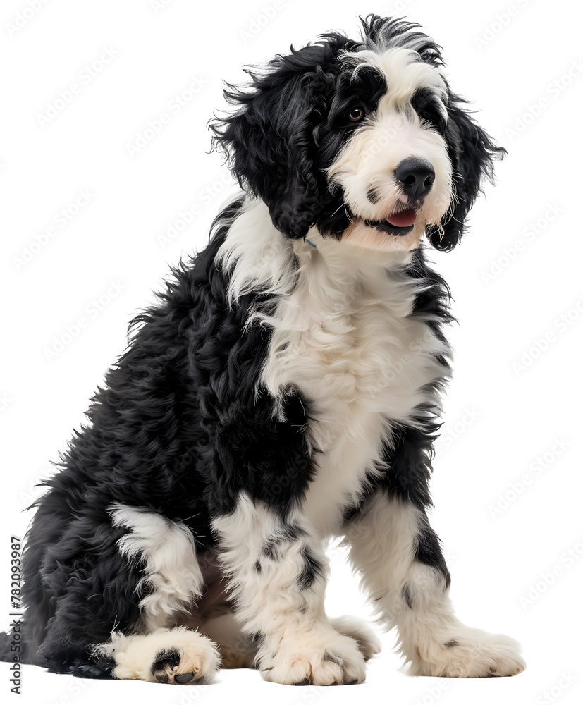 Sitting Shepadoodle Dog Transparent PNG