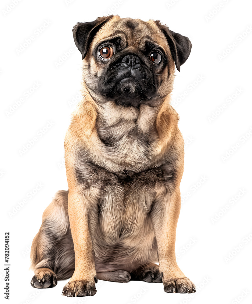 Obraz premium Sitting Pug Dog Transparent PNG