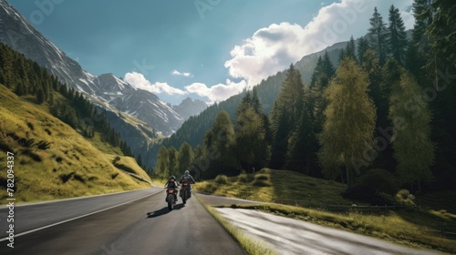 motorbike rider riding in the mountains.AI generated image