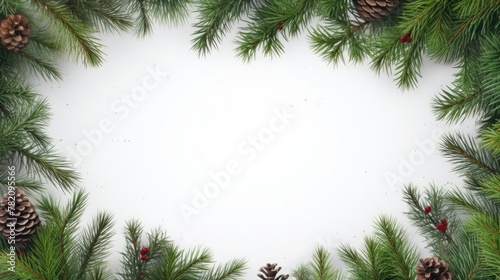 Christmas frame with pine branches with space for text