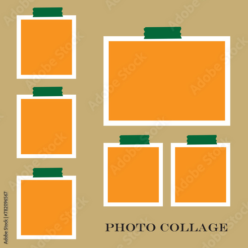 6 photos collage frame vector, photo frame collage