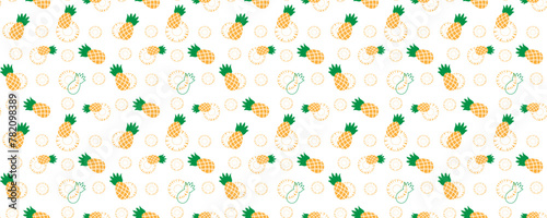 Seamless pattern. Juicy pineapple on an isolated background. Modern summer pattern