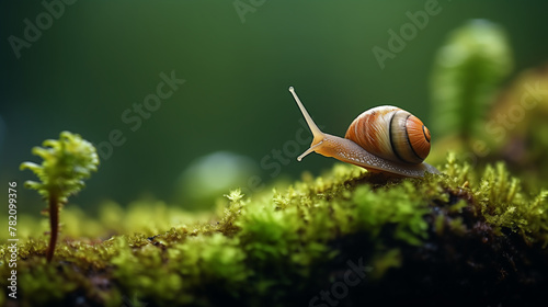 snail on a green leaf