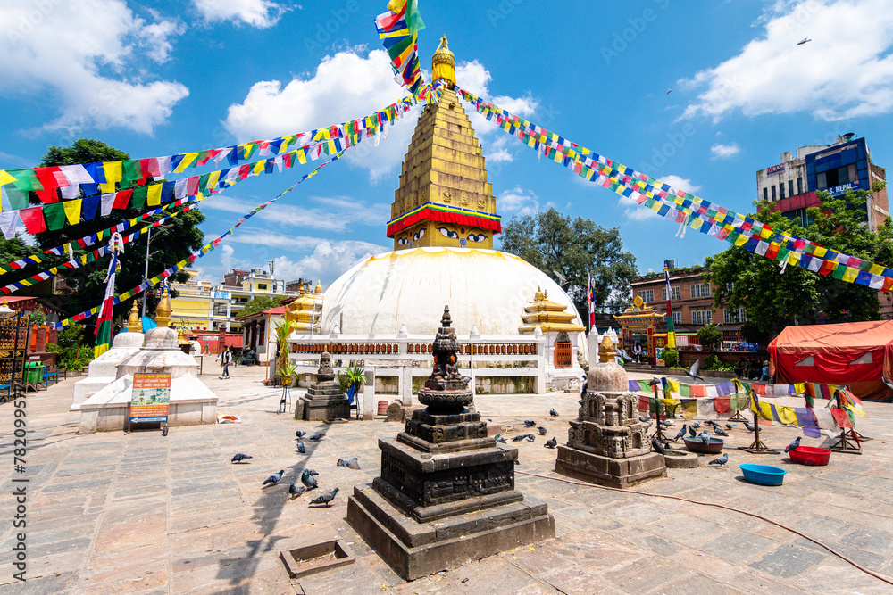 nepalese style stupa at kathmandu street