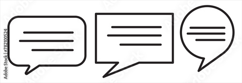 Chat bubble related icons. Thin vector icon set. Comment icon speech bubble symbol Chat message icons. Talk message Bubble chat icon.