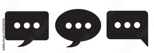 Chat message icon set, Chat speech bubble, Social media message. Vector illustration. Chatting or messaging bubbles with dots flat icon apps and websites.