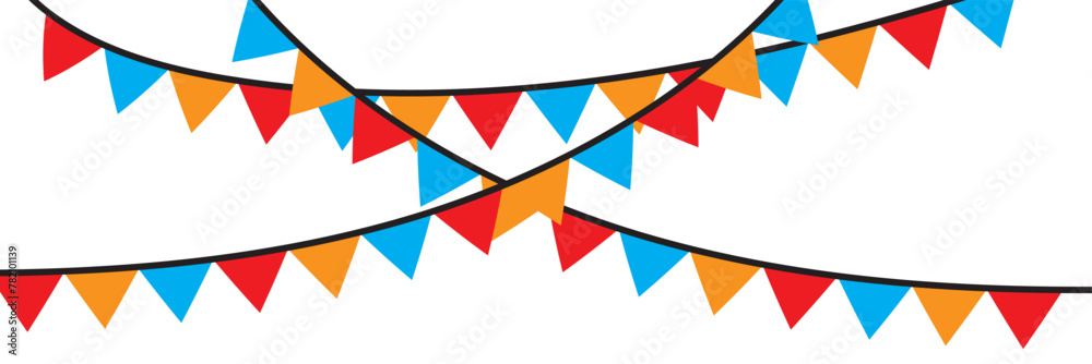 Fototapeta premium Colorful paper bunting party flags isolated. Cinco de mayo bunting flags 11:11