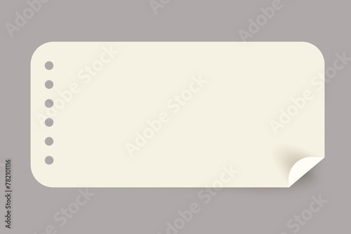 Vector horizontal paper banner with shadow and curled corner on transparent background.