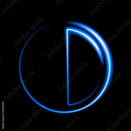 Vector isolated illustration of astrological moon sign with neon effect.