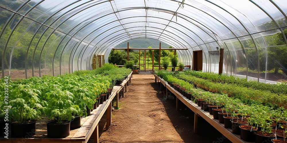 AI Generated. AI Generative. Inside indoor fruit vegetables plants farming harvest plantation background. Graphic Art