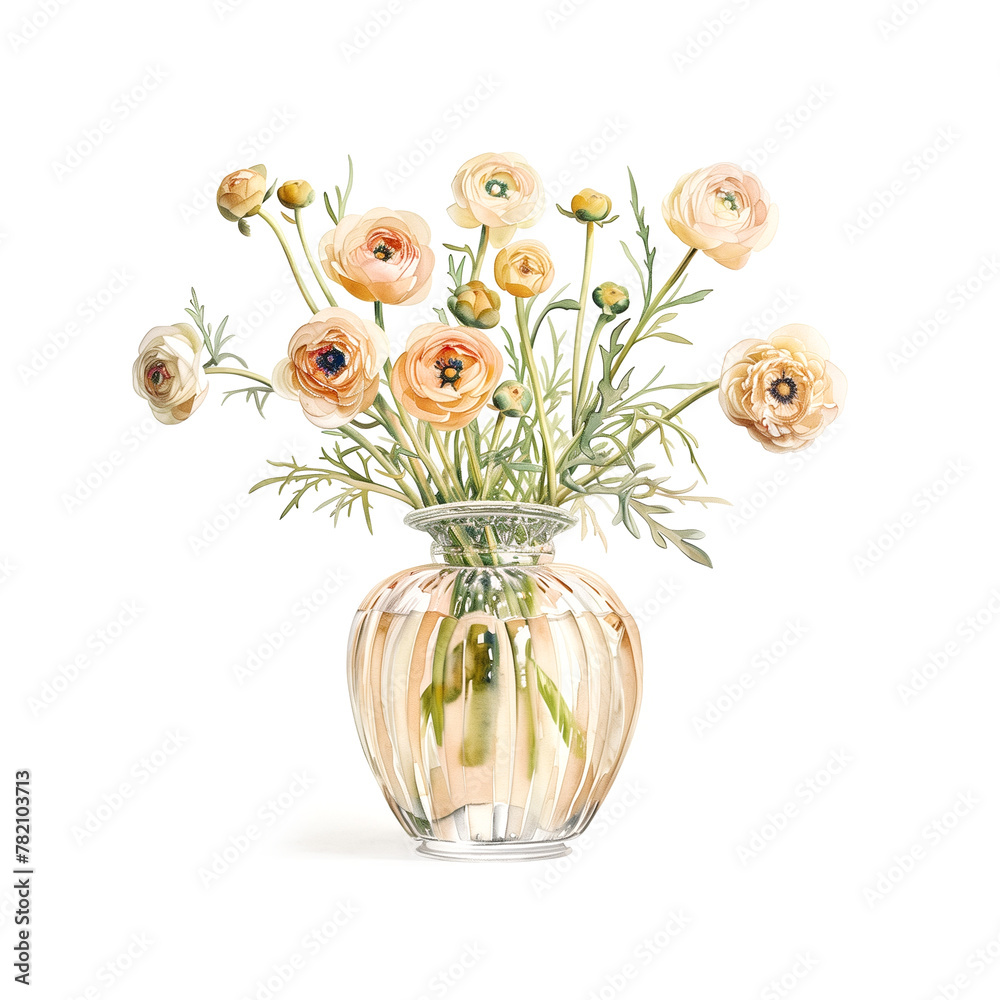 Obraz premium 花瓶に活けられた花のイラスト