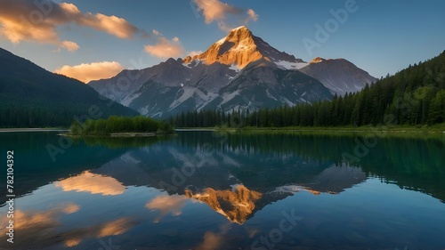 Capture the beauty of a serene mountain lake reflecting the surrounding peaks. © Naveed Arts