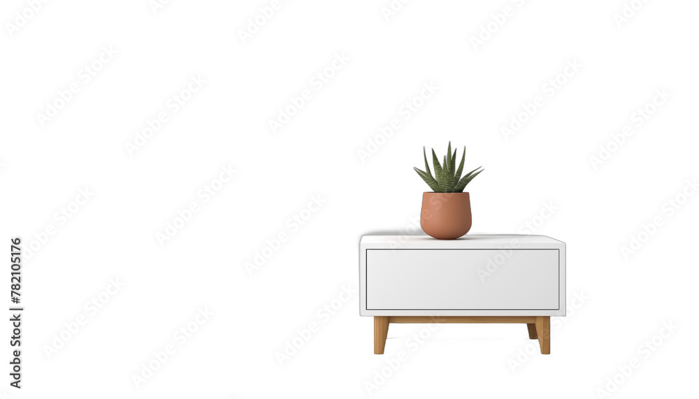 White minimalist room with a plant on a table White minimalist room with a plant on a table