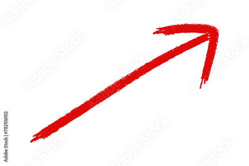 Red brush stroke arrow on transparent background