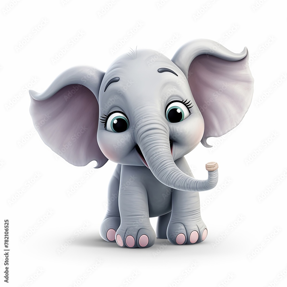 Cartoon elephant with big ears and a big smile Cartoon elephant with big ears and a big smile