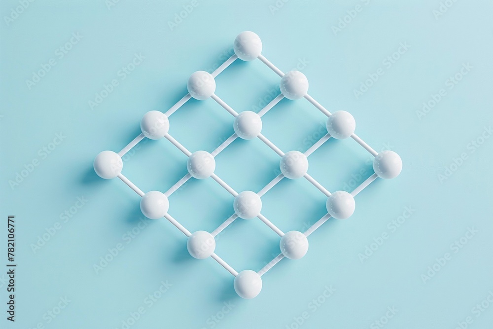 Obraz premium Minimalist hyaluronic acid molecules arranged in a symmetrical pattern. Conveys balance and harmony in skin care formulas.