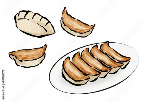 餃子の線画イラストセット