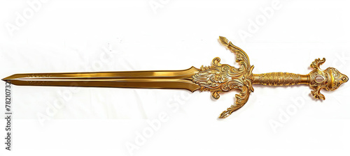 Golden Old Sword, isolated on white background