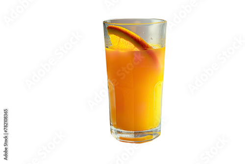 Close shot of a glass of orange juice a vibrant orange color with a transparent background or PNG, Generative AI.