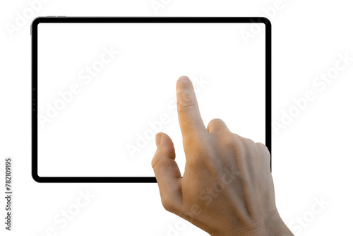 a tablet on the hand