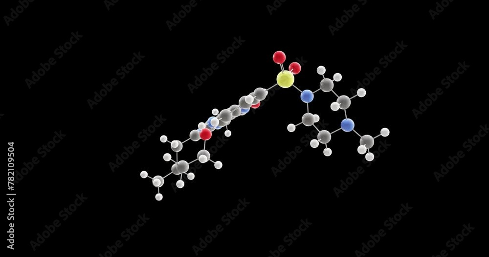 Sildenafil molecule, rotating 3D model of Viagra, looped video on a black background Sildenafil molecule, rotating 3D model of Viagra, looped video on a black background