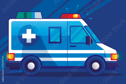 An ambulance in blue colors