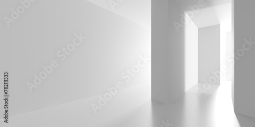 Minimalistic room space. White clean empty architecture interior