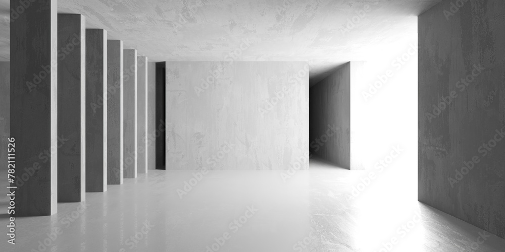 Abstract empty concrete interior. Minimalistic dark room design template Abstract empty concrete interior. Minimalistic dark room design template