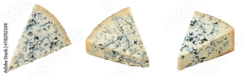 Triangular piece of gorgonzola cheese