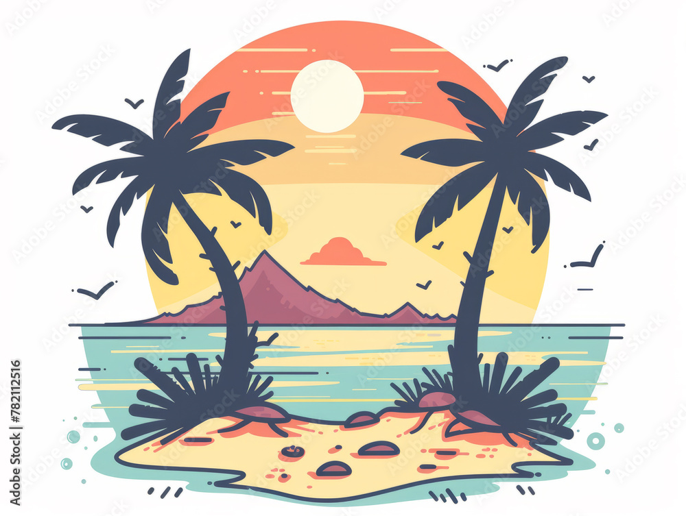 Tropical beach leisure time illustration