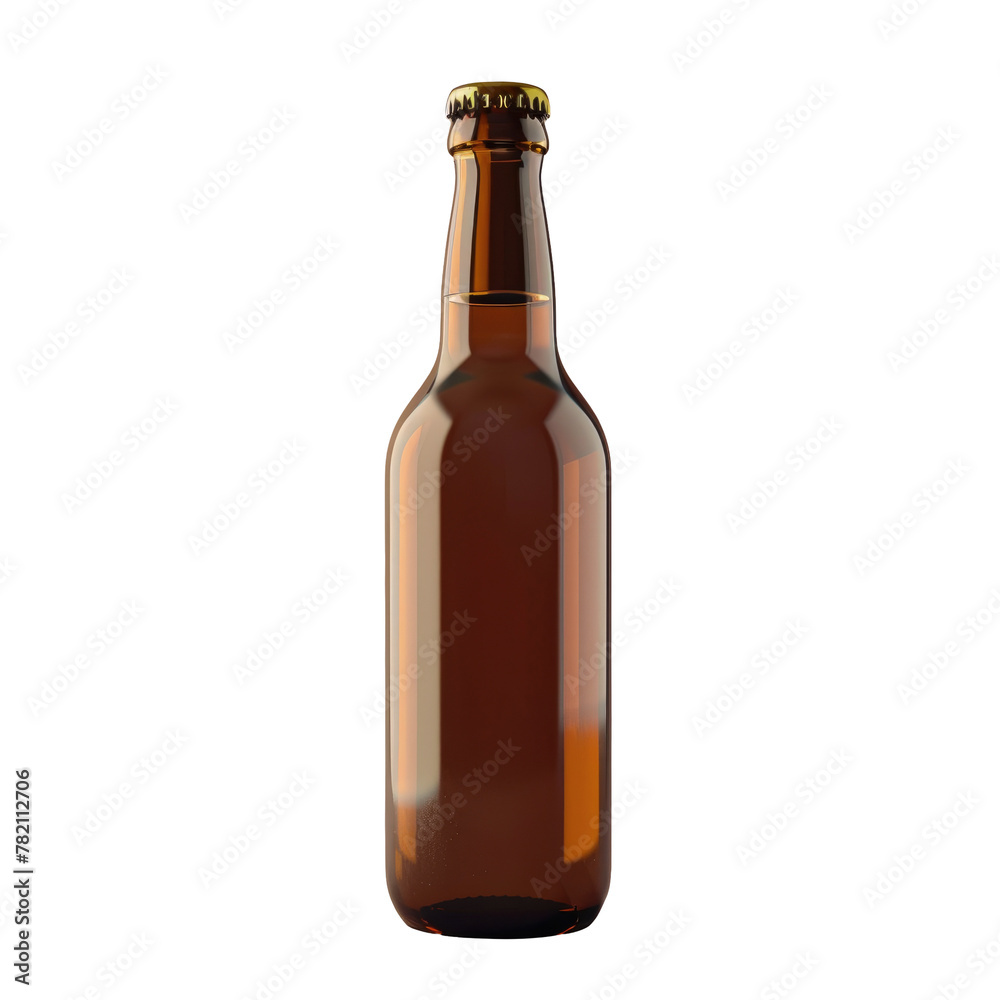 A close up of a brown beer bottle with a Transparent Background A close up of a brown beer bottle with a Transparent Background