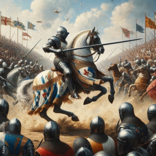 Close-up of a knight in armor in a fight