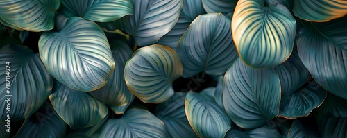 Calathea Orbifolia serenity: Muted tones abstract background, invoking a tranquil ambiance.