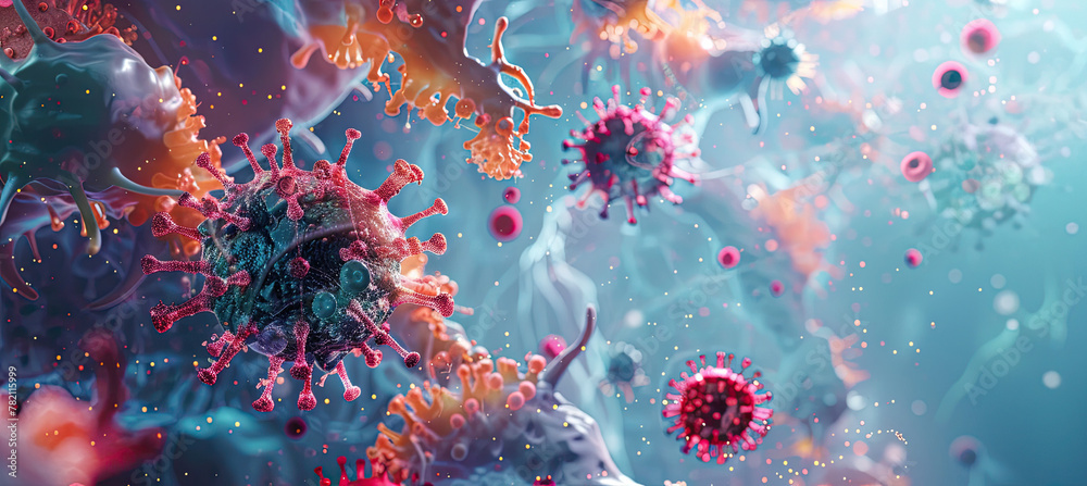 Fototapeta premium molecules virus and bacteria