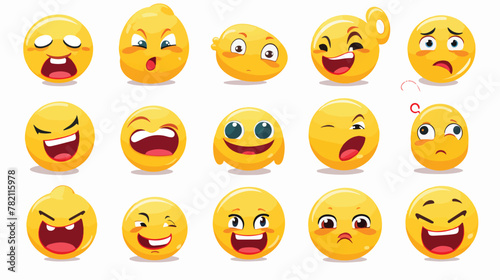Set of smiley emoticons. Vector faces with differen