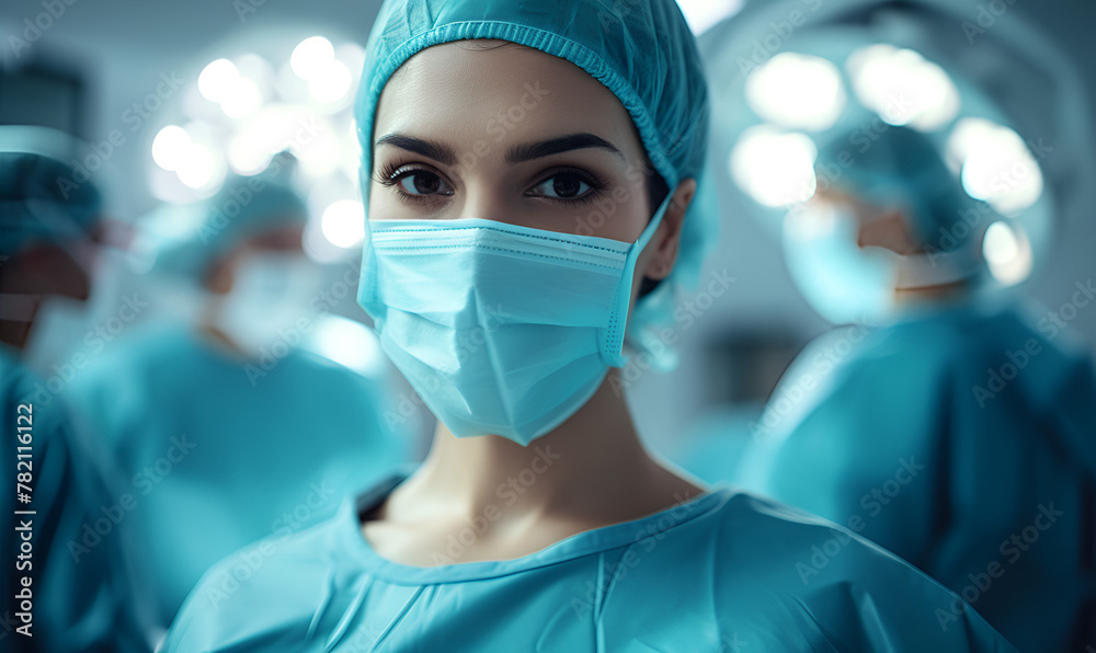 Portrait of female surgeon in scrubs