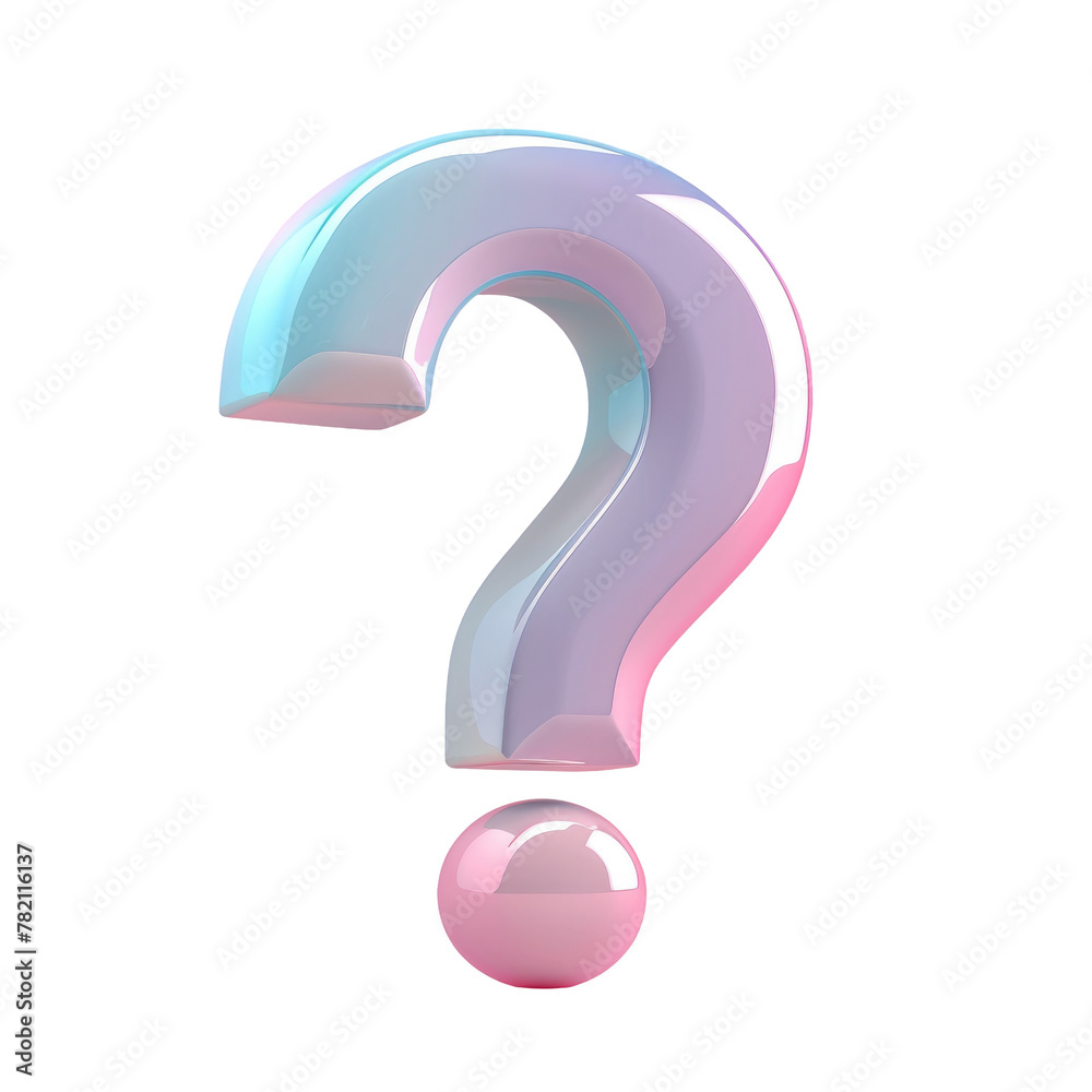 Close up of pink and blue question mark on Transparent Background Close up of pink and blue question mark on Transparent Background