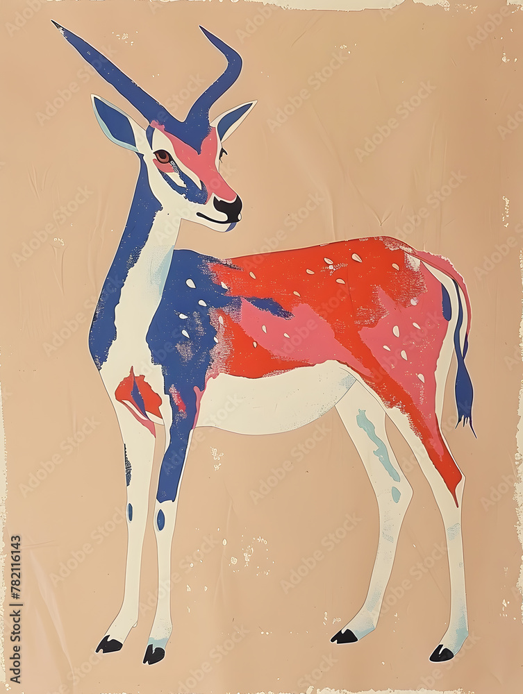 Obraz premium Antelope hand drawn Creative Art design poster 