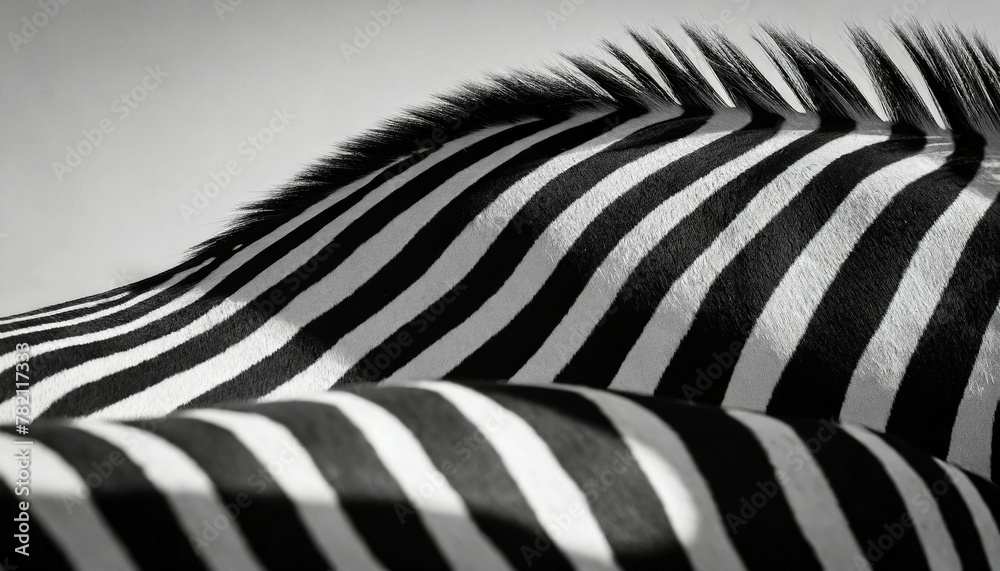 An abstract representation of zebra stripes, filling the frame with black and white lines that curve and flow, set against a neutral background to mimic the animal's distinctive coat. An abstract representation of zebra stripes, filling the frame with black and white lines that curve and flow, set against a neutral background to mimic the animal's distinctive coat.
