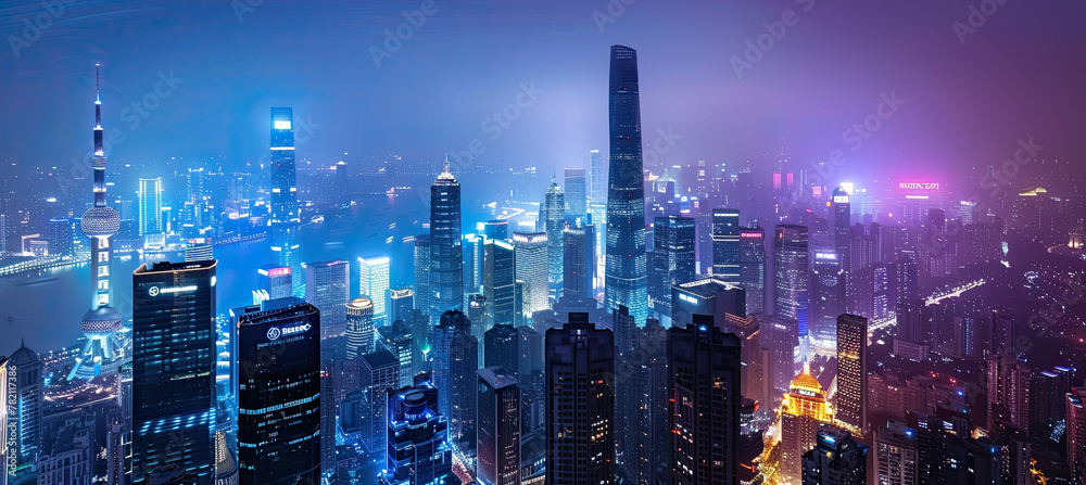 Night view of high-rise buildings in modern city Night view of high-rise buildings in modern city